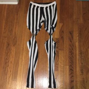 Black an White striped pants